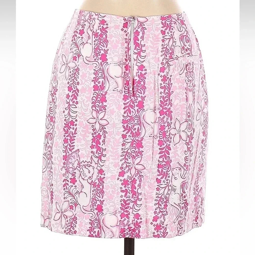 Lilly Pulitzer Simple Skirt Boardwalk Cafe Pink White Jungle Print Size 2 XS - Picture 2 of 2